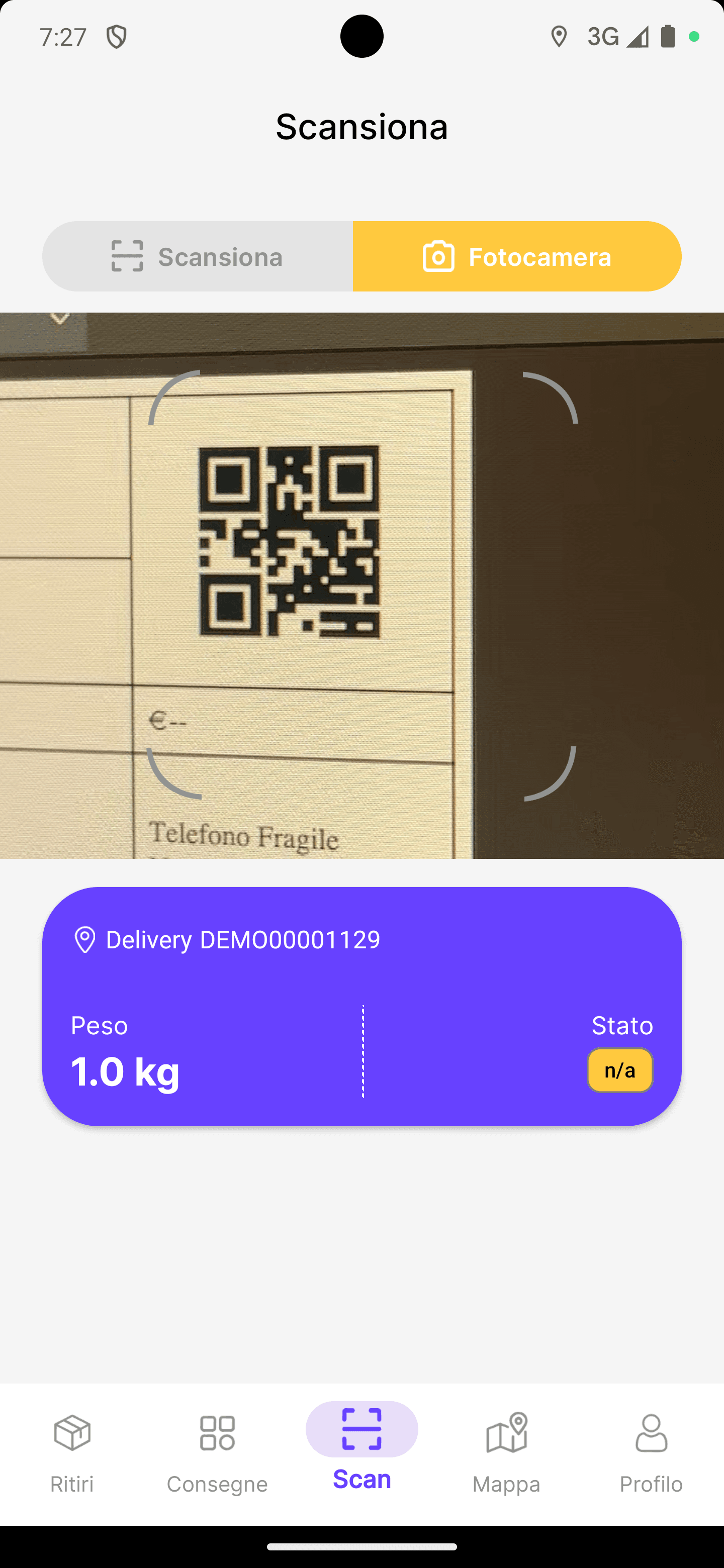Scansione con fotocamera