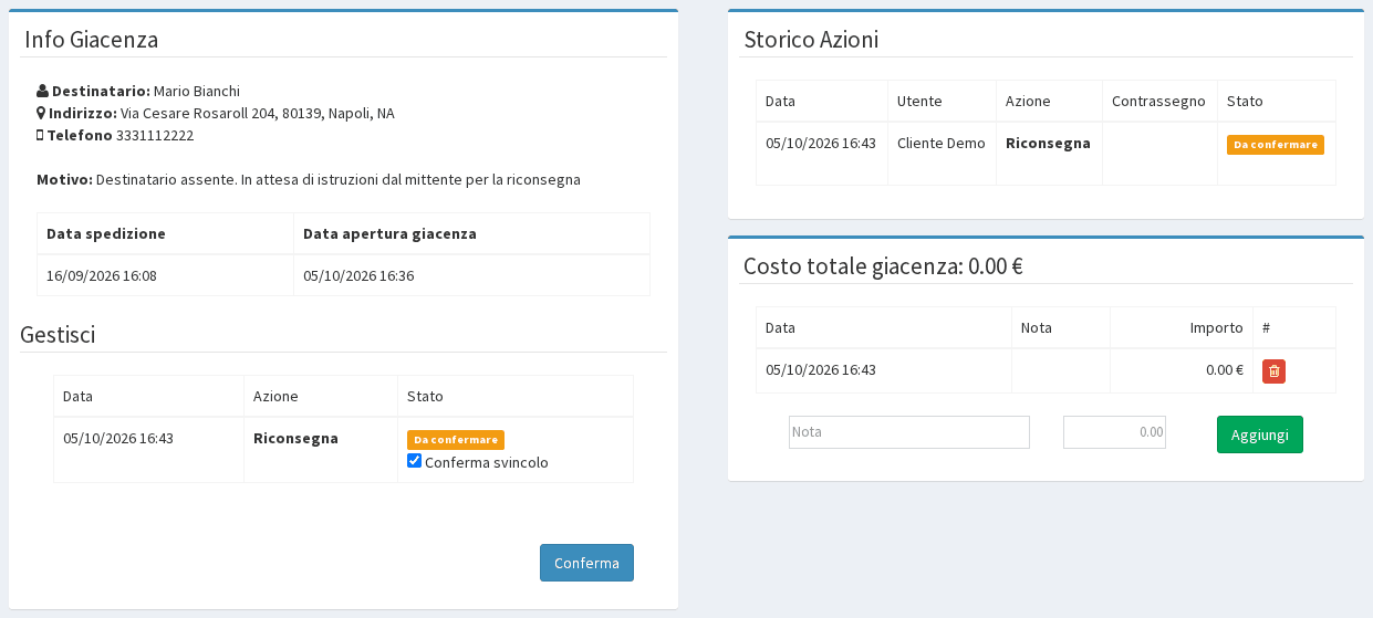 Conferma Giacenza